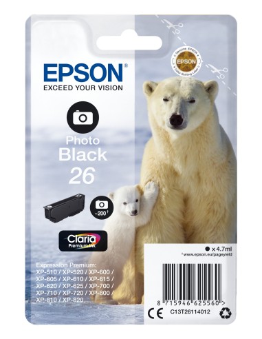 Cartuccia d'inchiostro Epson Nero (Foto) C13T26114012 26 ~200 pagine 4,7ml standard