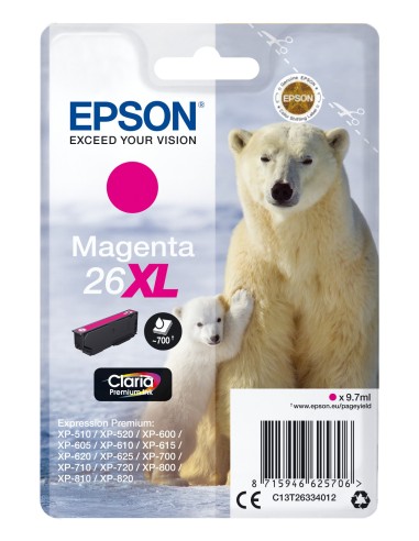 Cartuccia d'inchiostro Epson magenta C13T26334012 26 XL ~700 pagine 9,7ml Cartuccie d´inchiostro XL