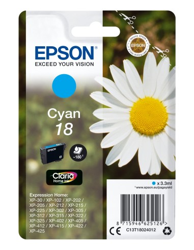 Cartuccia d'inchiostro Epson ciano C13T18024012 18 ~180 pagine 3,3ml standard