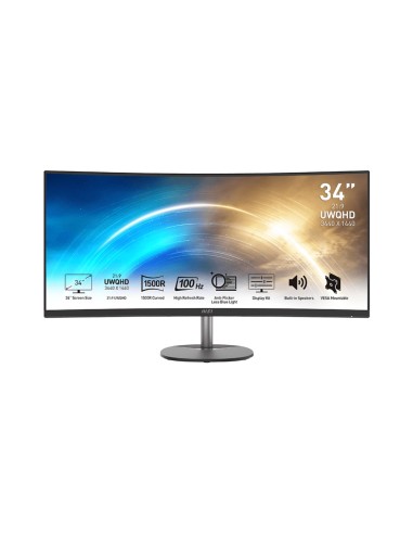 Monitor MSI PRO MP341CQDE 34", Nero Silver,Curvo, UWDHD, 100Hz, FreeSync, HDMI, Displayport, 100Hz