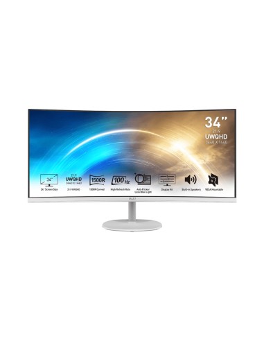 Monitor MSI PRO MP341CQWDE 34", Bianco, WQHD, VA,Curvo, 100Hz