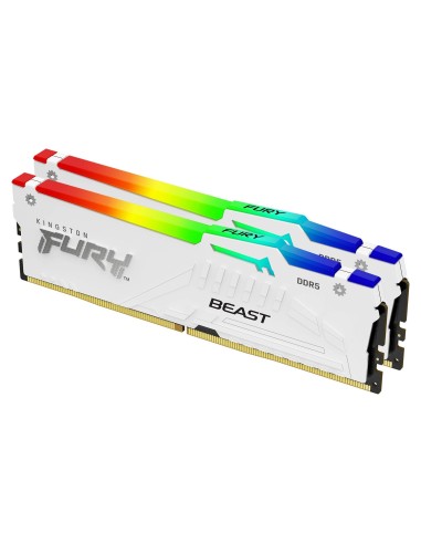 RAM DIMM Kingston FURY Beast RGB DDR5 6000 Mhz Da 64GB (2x32GB) Bianco CL36 INTEL XMP