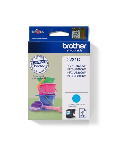 Cartuccia d'inchiostro Brother ciano LC221C LC-221 ~260 pagine 3,9ml