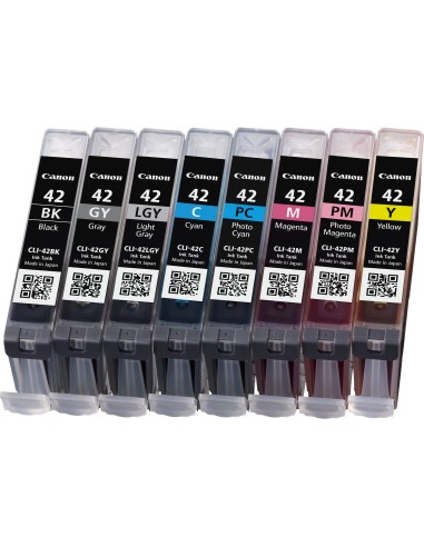 Canon 8 Cartucce d'inchiostro Multipack CLI-42 6384B010 BK GY LGY C M Y PC PM