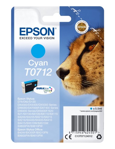 Cartuccia d'inchiostro Epson ciano C13T07124012 T0712 ~345 pagine 5,5ml
