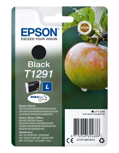 Cartuccia d'inchiostro Epson nero C13T12914012 T1291 ~385 pagine 11,2ml