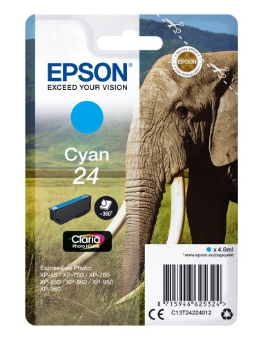 Cartuccia d'inchiostro Epson ciano C13T24224012 24 ~360 pagine 4,6ml