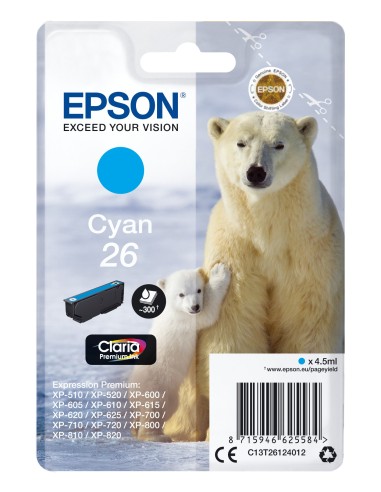 Cartuccia d'inchiostro Epson ciano C13T26124012 26 ~300 pagine 4,5ml standard