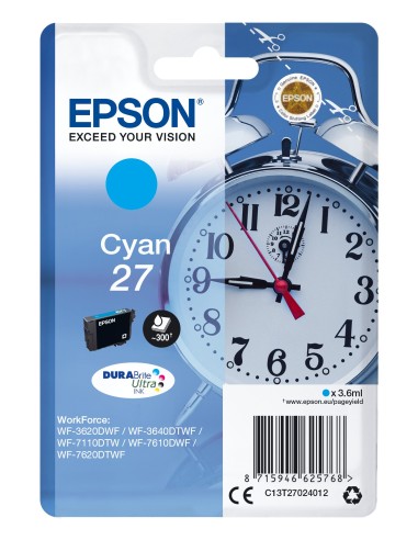 Cartuccia d'inchiostro Epson ciano C13T27024012 27 ~300 pagine 3,6ml