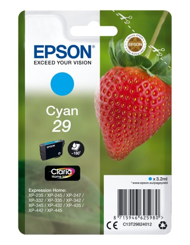 Cartuccia d'inchiostro Epson ciano C13T29824012 29 ~180 pagine 3,2ml C13T29824010
