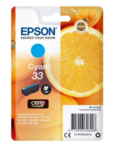 Cartuccia d'inchiostro Epson ciano C13T33424012 33 ~300 pagine 4,5ml C13T33424010