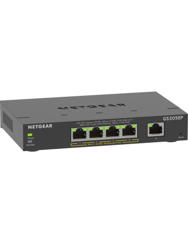 NETGEAR 5-Port Gigabit Ethernet PoE+ Plus Switch (GS305EP) Gestito L2 L3 Gigabit Ethernet (10 100 1000) Supporto Power over