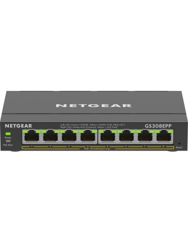 NETGEAR 8-Port Gigabit Ethernet High-Power PoE+ Plus Switch (GS308EPP) Gestito L2 L3 Gigabit Ethernet (10 100 1000) Supporto