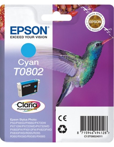 Cartuccia d'inchiostro Epson ciano C13T08024011 T0802 ~935 pagine 7,4ml