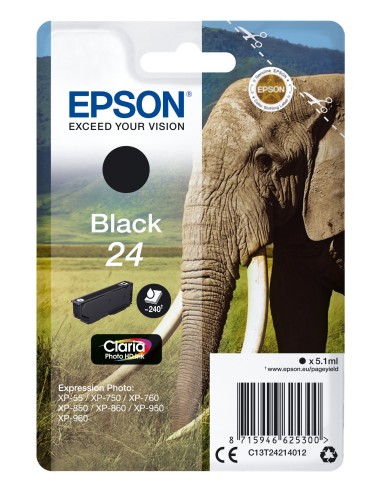 Cartuccia d'inchiostro Epson nero C13T24214012 24 ~240 pagine 5,1ml