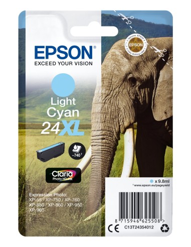 Cartuccia d'inchiostro Epson ciano (chiaro) C13T24354012 24 XL ~740 pagine 9,8ml XL