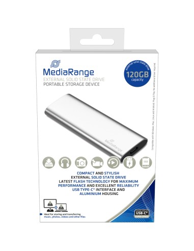 SSD Esterno MediaRange 120 GB Silver USB-C 3.2 Gen 2 (10 Gbit/s)
